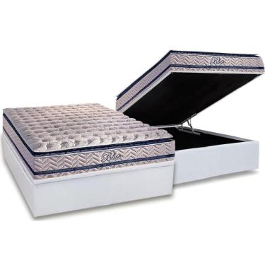 Imagem de Cama Box Baú Casal: Colchão Molas Ensacadas Paropas Masterpocket Blue + Base White(138X188)
