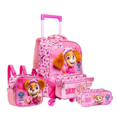 Imagem de Kit Mochila Rodinhas e Alças Patrulha Canina Skye Original - Xeryus