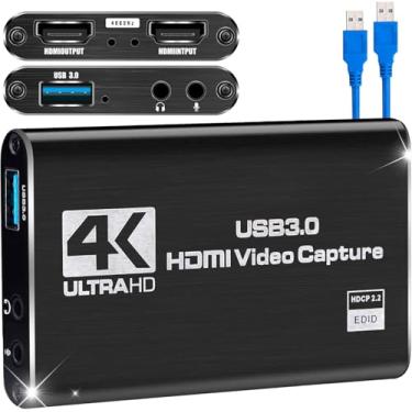 Imagem de Placa de captura de vídeo HDMI Externa, Live, Jogos 4K 1080P 60FPS, Placa de captura USB 3.0 para gravação de vídeo streaming, Gamer, Dispositivo, Compatível Nintendo Switch. PS5, Xbox