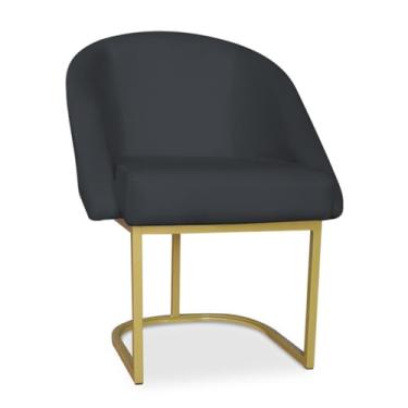 Imagem de Poltrona Decorativa Lua Veludo Amarelo Base Metal Dourada - Design Moderno e Conforto para Sala, Quarto - JRC Móveis (Base Metal, Cinza Escuro)