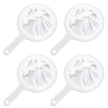 Imagem de Sekonow Conjunto de 4 filtros de malha fina 100/200/300/400 peneira de malha ultrafina pequena coador de filtro de cozinha com alça para leite de soja/nozes, suco, iogurte, café, kefi, líquidos