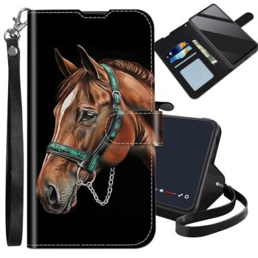 Imagem de Capa carteira para Samsung Galaxy A16 5G/4G com compartimentos para cartões, alça de pulso de couro PU com bloqueio de RFID, capa flip com suporte flip com cara de cavalo à prova de choque para Galaxy