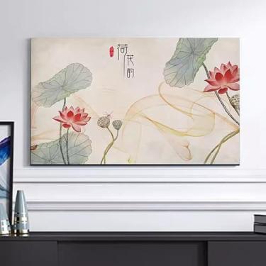 Imagem de Capa contra poeira para TV interna de 32-65 polegadas, flor de lótus, televisão, pano à prova de poeira, protetor de tela LCD universal, tela de TV, pinturas decorativas, sala de estar/quarto - flor 4