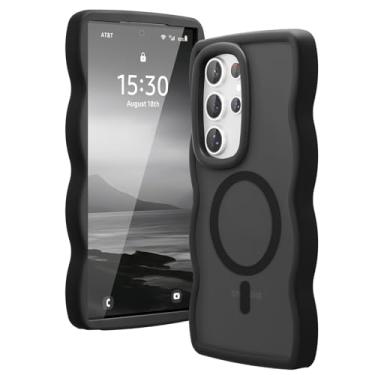 Imagem de Amzfield Capa protetora para Samsung Galaxy S24 Ultra compatível com Magsafe Ondulado Bonito Design Magnético Translúcido Fosco Rígido Silicone Bumper Capa Protetora para S24 Ultra Mulheres e Meninas
