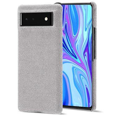 Imagem de Capa protetora à prova de choque para smartphone com cobertura de tecido de feltro para Pixel 6, capa de celular, bordas elevadas, proteção completa para Pixel 6, cinza claro