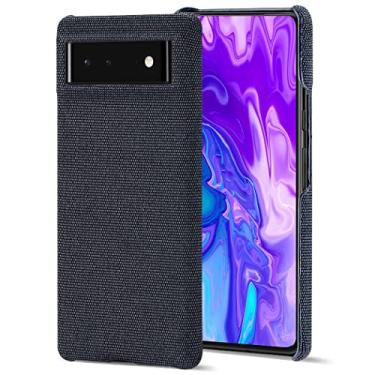 Imagem de Capa protetora à prova de choque para smartphone para Pixel 6 com capa de tecido de feltro, bordas elevadas para proteção total, azul escuro