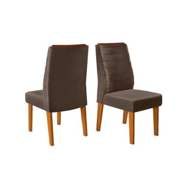 Imagem de Kit 2 Cadeiras Sala Jantar Ondina 2 Un Freijó Suede Moca Marrom