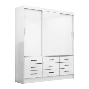 Imagem de Guarda Roupa Sevilha 3 Portas 9 Gavetas Sem Espelho Carioca Moveis Branco