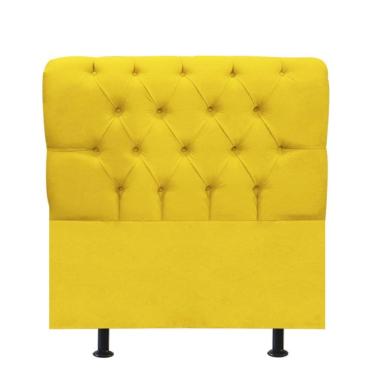 Imagem de Cabeceira Estofada Cama Box Solteiro 100cm París Veludo Amarelo- Mabe Magazine