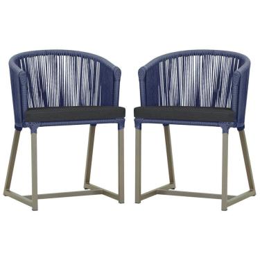 Imagem de 2 Cadeiras De Jantar Noronha Fendi Corda Nautica E11 Trama Azul