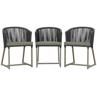 Imagem de 3 Cadeiras De Jantar Noronha Fendi Corda Náutica E8 Trama Preto