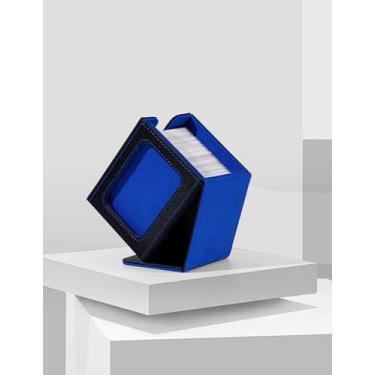Imagem de Card Deck Box with MTG Commander Display, Deck Case Holds 100+ Double-Sleeved Cards, Trading Card Storage Box Fits TCG/PTCG/Sports Card（Black&Blue）