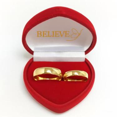 Imagem de Par De Alianças Casamento Ouro 18k (encapada) - 4mm - Believe jewelry