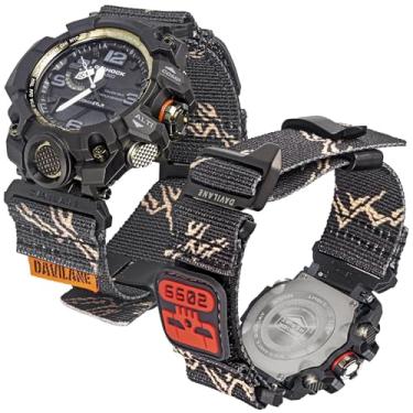 Imagem de DAVILANE Pulseira de relógio militar de nylon para Casio G-shock GWG-1000 GWG1000, pulseira de relógio de liberação rápida de 16 mm com patches intercambiáveis e fecho de gancho G