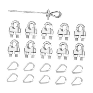 Imagem de YWMJZEU Conjunto de 10 Abraçadeiras de Cabo de aço Inoxidável M5, Parafusos em U, Acessórios, Fixadores de Cabo Robustos E Práticos em Formato de U, Abraçadei