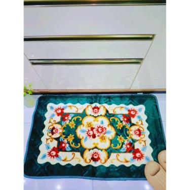 Imagem de Tapete Grande Passadeira 3d Floral E Geometrica 60cm×200cm, 60x90cm Antiderrapante,kit tapete cozinha,tapete de cozinha(Verde,60x90cm)