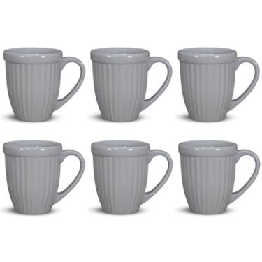 Imagem de Jogo de Xicara, Kit 6 Canecas Xicaras de Ceramica Mesa Posta Linha Italia Colors 12 Cores Disponiveis 390ml(CINZA,2ª LINHA OUTLET)
