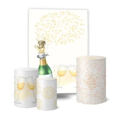 Imagem de Trio Capas Cilindro + Painel 1,50x2,0m Retangular Ano Novo (K6ANV0008)