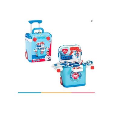 Imagem de Maleta Médica Infantil com 19 Peças, Kit Médico de Brinquedo em Plástico, 20x13cm Fechada, 27x26cm Aberta, para Crianças Acima de 3 Anos