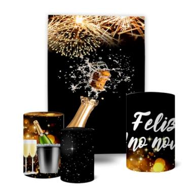 Imagem de Trio Capas Cilindro + Painel 1,50x2,0m Retangular Ano Novo (K6ANV0007)