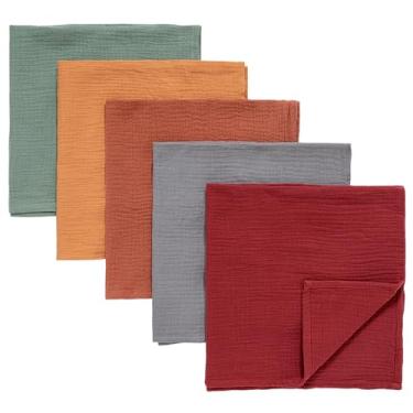 Imagem de Cobertores receptores de musselina, cobertor neutro para meninos e meninas recém-nascidos, pacote com 5 envoltórios respiráveis e amigos da pele para bebês (cores frescas)