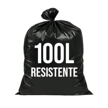 Imagem de 50un. Saco de Lixo Preto 100 litros Resistente Medida 75X90 Residencial e Comercial para Uso Diário