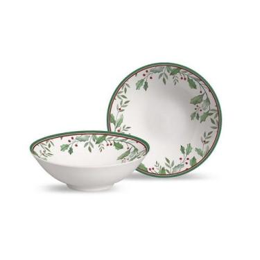 Imagem de Conjunto 6 Bowls Decorados Azevinho 300Ml - Alleanza Cerâmica