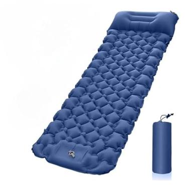 Imagem de Colchão Inflável Automático 2 em 1 para Camping com Bomba de Pé – Leve Portátil 190x60cm Nylon (Azul)