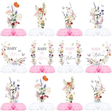 Imagem de Centros de mesa Baby in Bloom – 12 peças de decorações florais de chá de bebê para meninas, artigos de festa de jardim de primavera rosa em flor, decoração de mesa de bebê com flores silvestres