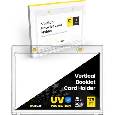 Imagem de HYARUAT Porta-cartão magnético de livreto vertical – Capa de proteção UV com um toque de 175pt, visor transparente sem ácido para cartões colecionáveis – 1 pacote