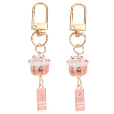 Imagem de LIFKOME 2 pçs Maneki Neko Chaveiro Gato Sorte Pingentes Pingente Pendurado Bolsa Pingente Carro Pingente Decoração Rosa