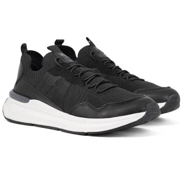 Imagem de Tênis Masculino Democrata Casual Knit Denim Brad Ultra Light Cadarço Elástico 527103 Cor:;Tamanho:44-Masculino