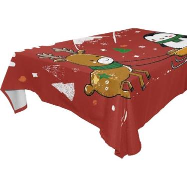 Imagem de KEEPREAL Toalha de mesa de Natal – Cute Moose (3) Toalha de mesa de tecido resistente a manchas e não passa, lavável, retangular 137 x 182 cm (750)