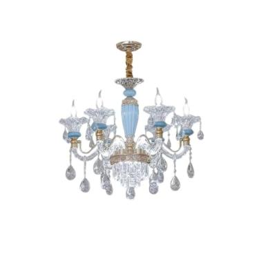 Imagem de Luminária pendente de cristal de luxo europeia - Design com braço, elegância luminosa | Iluminação principal e decoração aconchegante para sala de estar e sala de jantar (6 lâmpadas)