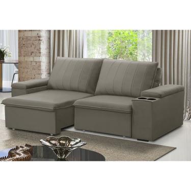 Imagem de Sofá Retrátil E Reclinável Ballarat 2,05m Com Porta Copos Veludo Castor