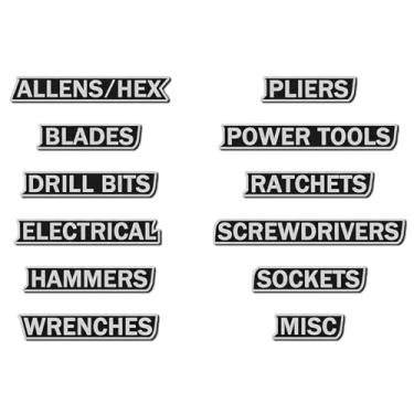 Imagem de 12 etiquetas magnéticas de caixa de ferramentas, ímãs para caixas de ferramentas de aço, carrinhos, gavetas, organização multiuso (preto)