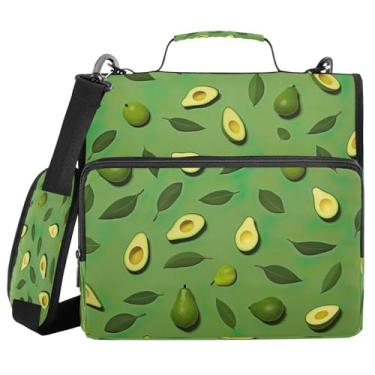 Imagem de ATTX Fichário pequeno com zíper em fatias de abacate com alça acolchoada ajustável – bolsa para fichário com capacidade para 500 folhas com organizador de vários bolsos, serve para laptop de 30 cm