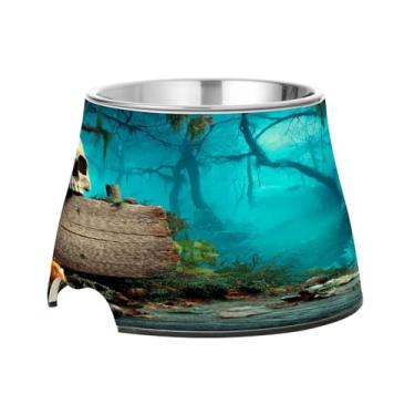 Imagem de Blueangle Tigelas elevadas para cães com aço inoxidável - Prato antiderrapante de 2,3 xícaras para animais de estimação de alta capacidade para saúde da coluna e design de tábua de madeira de