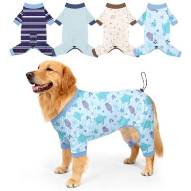 Imagem de Bienbee Pijamas para cães, pacote com 4 roupas fofas macias para filhotes, pijamas para cães, pijamas, pijamas, roupa ajustável, respirável e elástica para cães pequenos, médios e grandes, meninas e