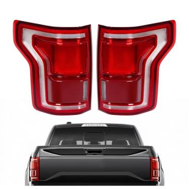 Imagem de HECASA Par de luzes traseiras de LED compatível com Ford F-150 F150 2015-2017 substituição para FO2800259 FO2801259 lâmpada de freio traseira com tubo de LED, lente vermelha, lado do motorista e