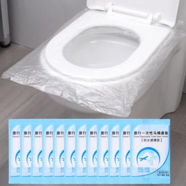 Imagem de Tapete portátil de viagem para assento de vaso sanitário, descartável, impermeável, universal, envolto individualmente, almofadas de assento de vaso sanitário (20 peças)
