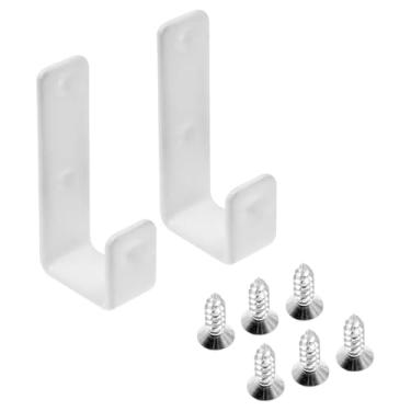 Imagem de 2 ganchos utilitários de escada – 2,5 cm revestidos de PVC J cabides para escadas de cama loft, acampamento e organização de garagem