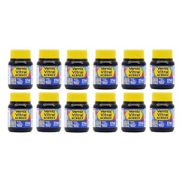 Imagem de Kit 12 Verniz Vitral Acrilex Azul Vivo 597 37ml – Acabamento Brilhante para Vidro, Copos, Garrafas, Vasos, Cerâmica e Porcelana – Efeito Vitrais Profissional