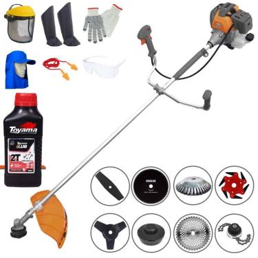 Imagem de Roçadeira RL520P Tekna 52cc Com Carretel + Facas 2 Pontas, 3 Pontas, 6 Pontas, 40 Dentes, 80 Dentes, Trimmer e Escova de Aço + EPI + ÓLEO TOYAMA