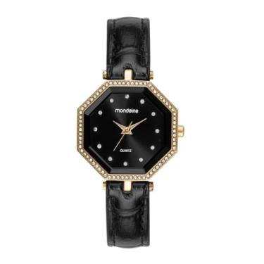 Imagem de Mondaine Relógio Feminino Mostrador Preto com Cristais Cravejados