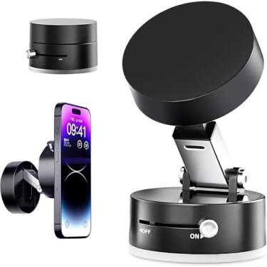 Imagem de Suporte Magnético Mecânico de Sucção para Celular – Fixação Forte no Carro e Mesa, 360° Rotação