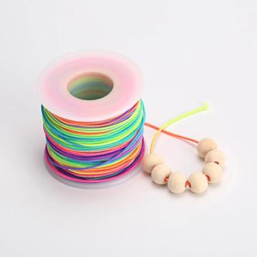 Imagem de 1 rolo de cordão elástico para pulseiras, cordão elástico arco-íris para pulseiras, contas de pônei da amizade, colares, costura e artesanato