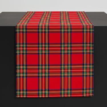 Imagem de Caminho de mesa de Natal | Decoração de mesa de férias de inverno de 177 cm - Design clássico xadrez vermelho