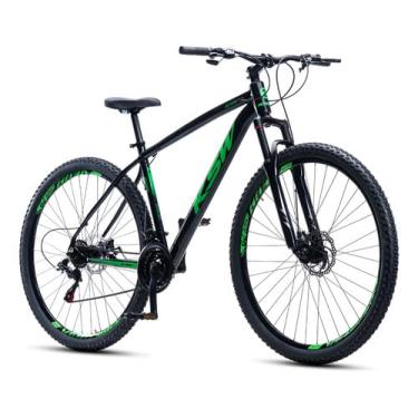 Imagem de KSW Bicicleta XLT 100 24 V Shimano Importado Aro 29 Quadro Alumínio (Preto/Verde, 17")