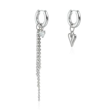 Imagem de Brincos de coração para mulheres, ouro, prata, vermelho, rosa, pingente de argola, Medium, Latão, Sem pedra preciosa